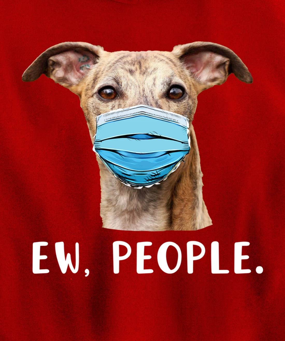 Whippet Dog Wearing a Face Mask Ew People Funny Gift Pullover Hoodie