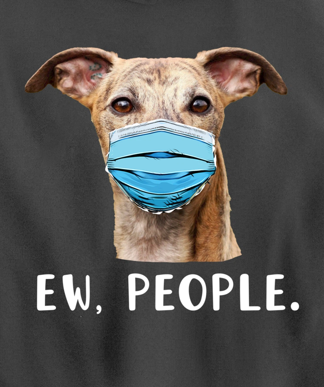 Whippet Dog Wearing a Face Mask Ew People Funny Gift Pullover Hoodie