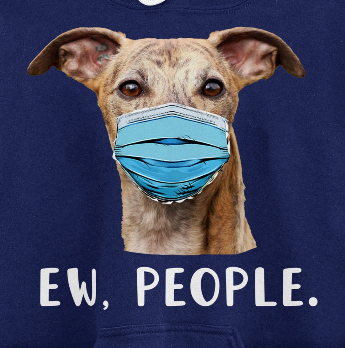 Whippet Dog Wearing a Face Mask Ew People Funny Gift Pullover Hoodie