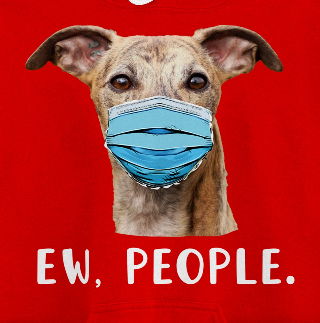 Whippet Dog Wearing a Face Mask Ew People Funny Gift Pullover Hoodie