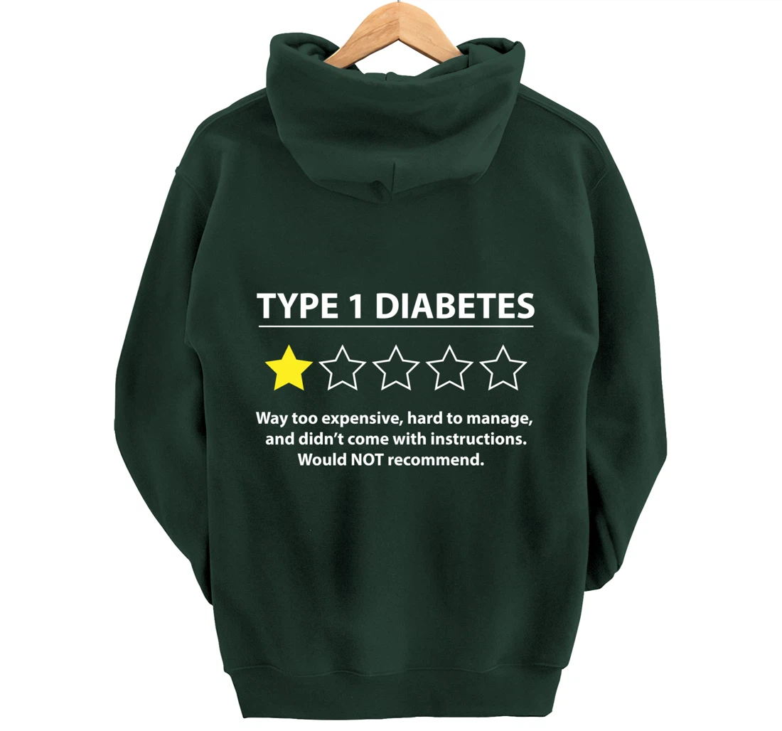 Type 1 Diabetes T1D One Star Rating Funny Awareness Gift Pullover Hoodie