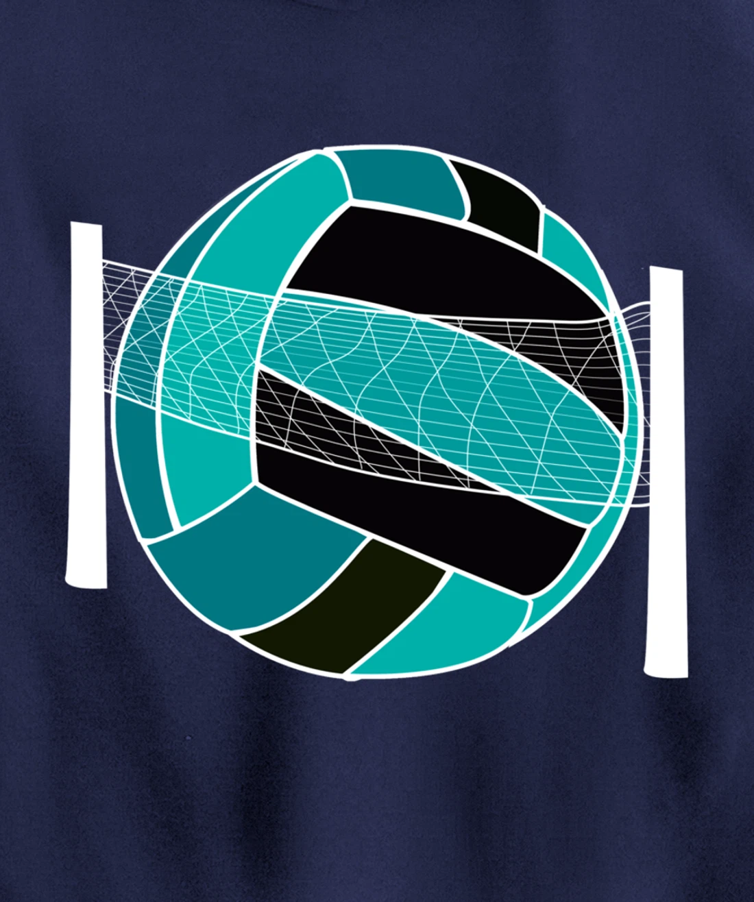 Blue Volleyball Ball And Net Gift For Player, Coach And Fan Pullover Hoodie