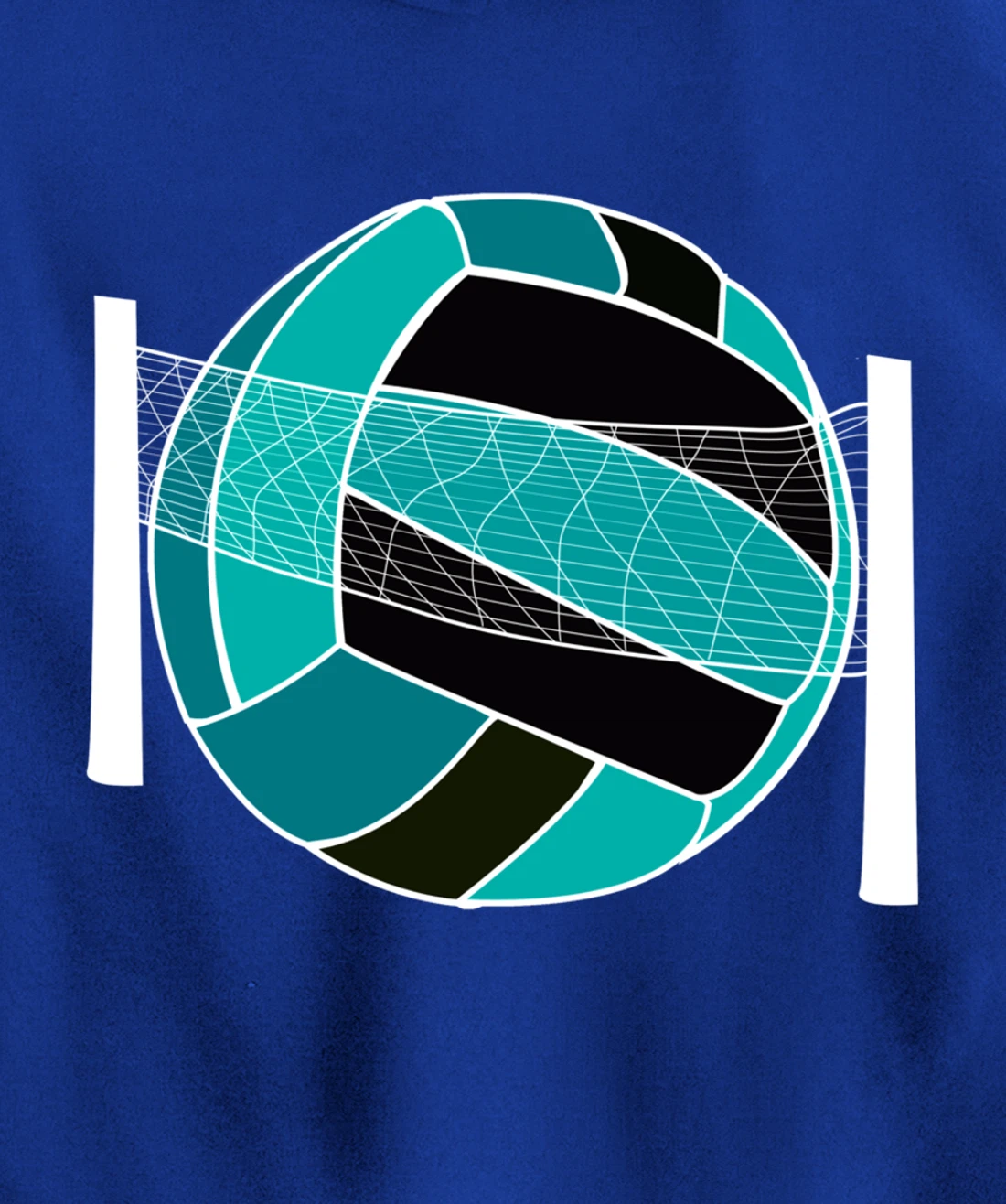 Blue Volleyball Ball And Net Gift For Player, Coach And Fan Pullover Hoodie