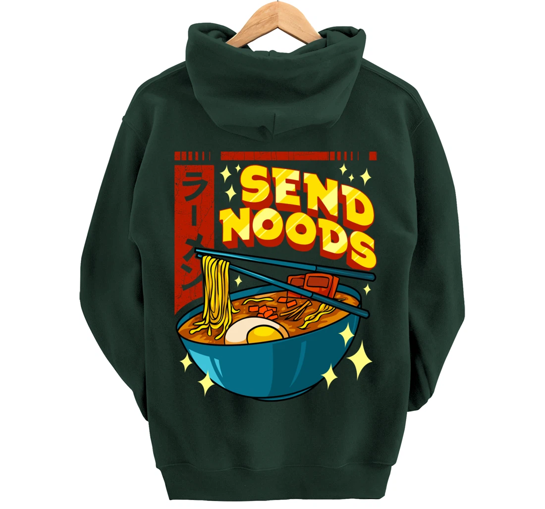 Cute & Funny Send Noods Pun Anime Gamer Ramen Kawaii Pullover Hoodie