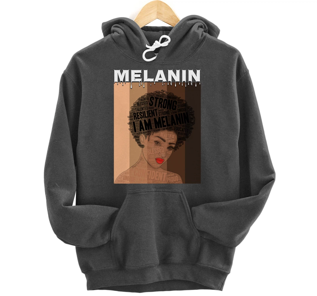Oheneba: Drippin Melanin Queen Black Girl Magic Afro Queen Pullover Hoodie