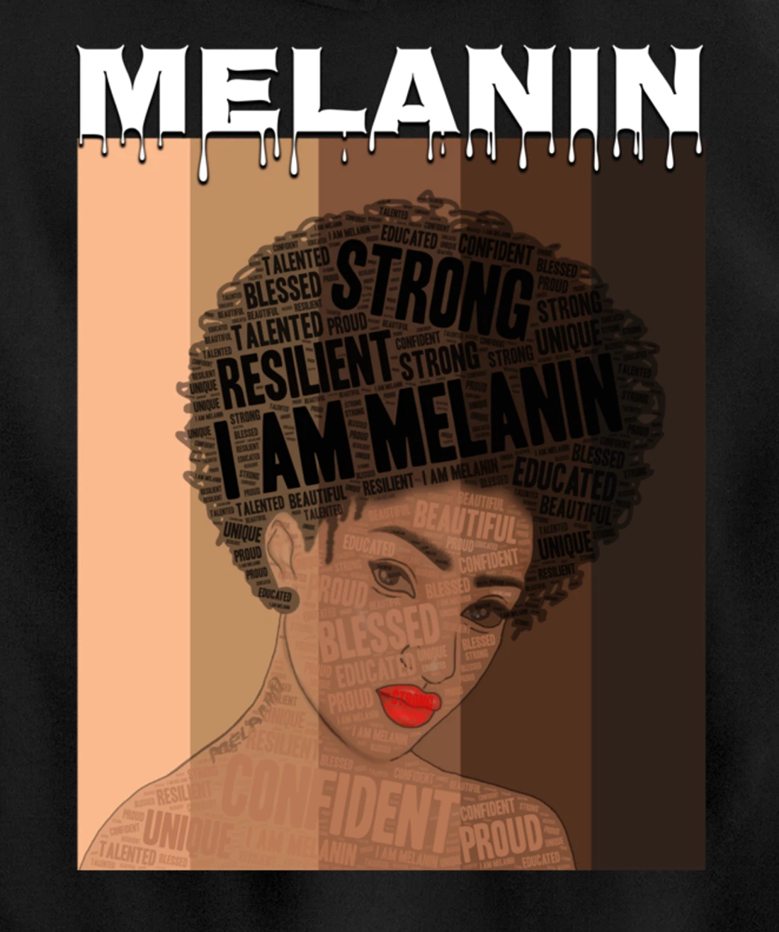 Oheneba: Drippin Melanin Queen Black Girl Magic Afro Queen Pullover Hoodie