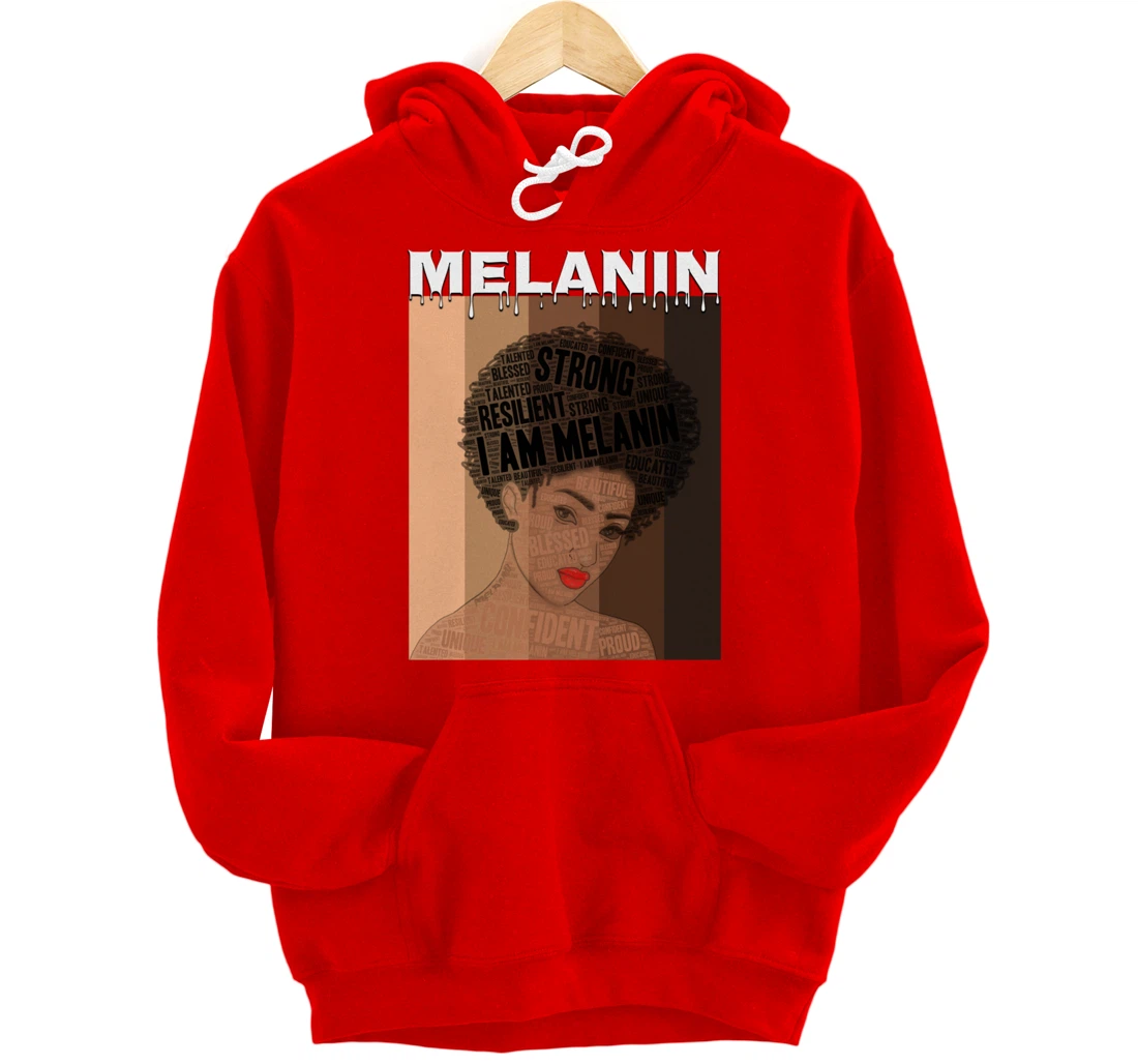Oheneba: Drippin Melanin Queen Black Girl Magic Afro Queen Pullover Hoodie
