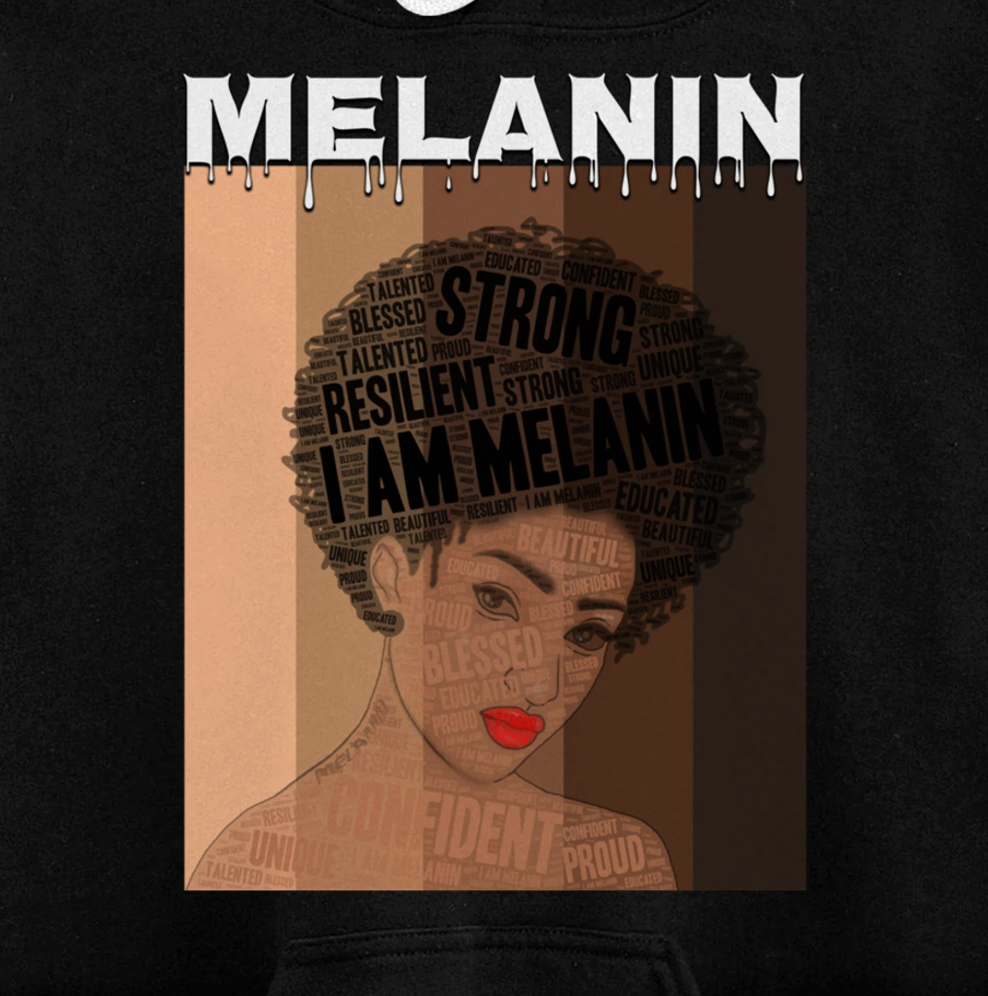 Oheneba: Drippin Melanin Queen Black Girl Magic Afro Queen Pullover Hoodie