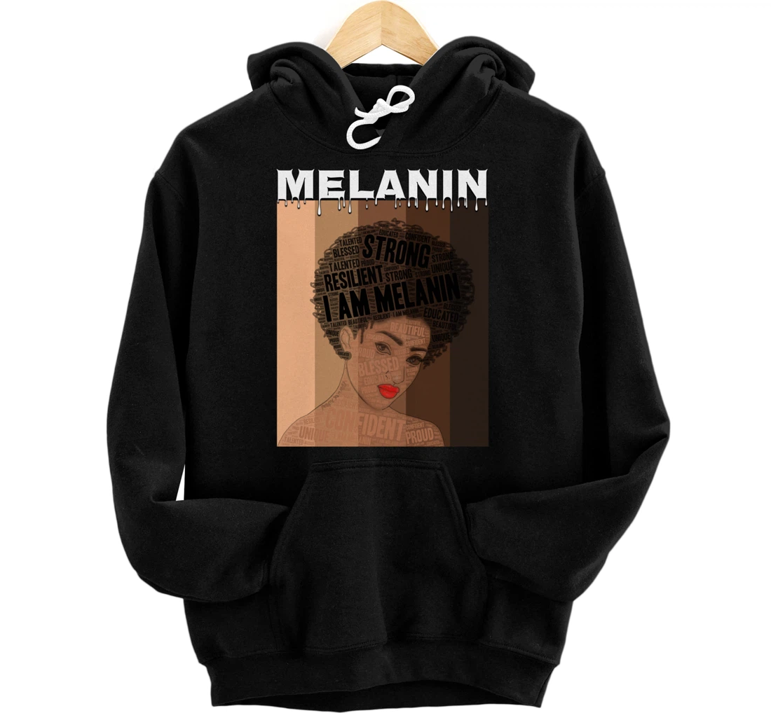 Oheneba: Drippin Melanin Queen Black Girl Magic Afro Queen Pullover Hoodie