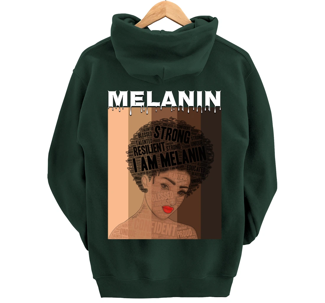 Oheneba: Drippin Melanin Queen Black Girl Magic Afro Queen Pullover Hoodie