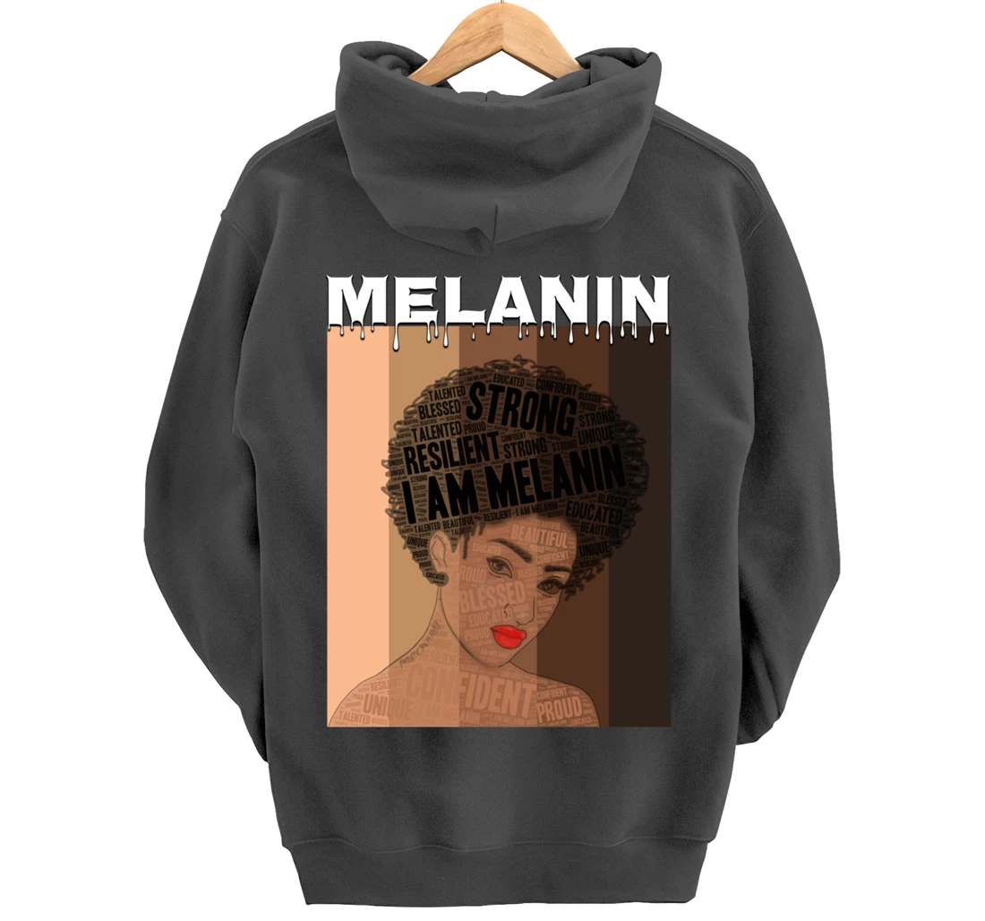 Oheneba: Drippin Melanin Queen Black Girl Magic Afro Queen Pullover Hoodie
