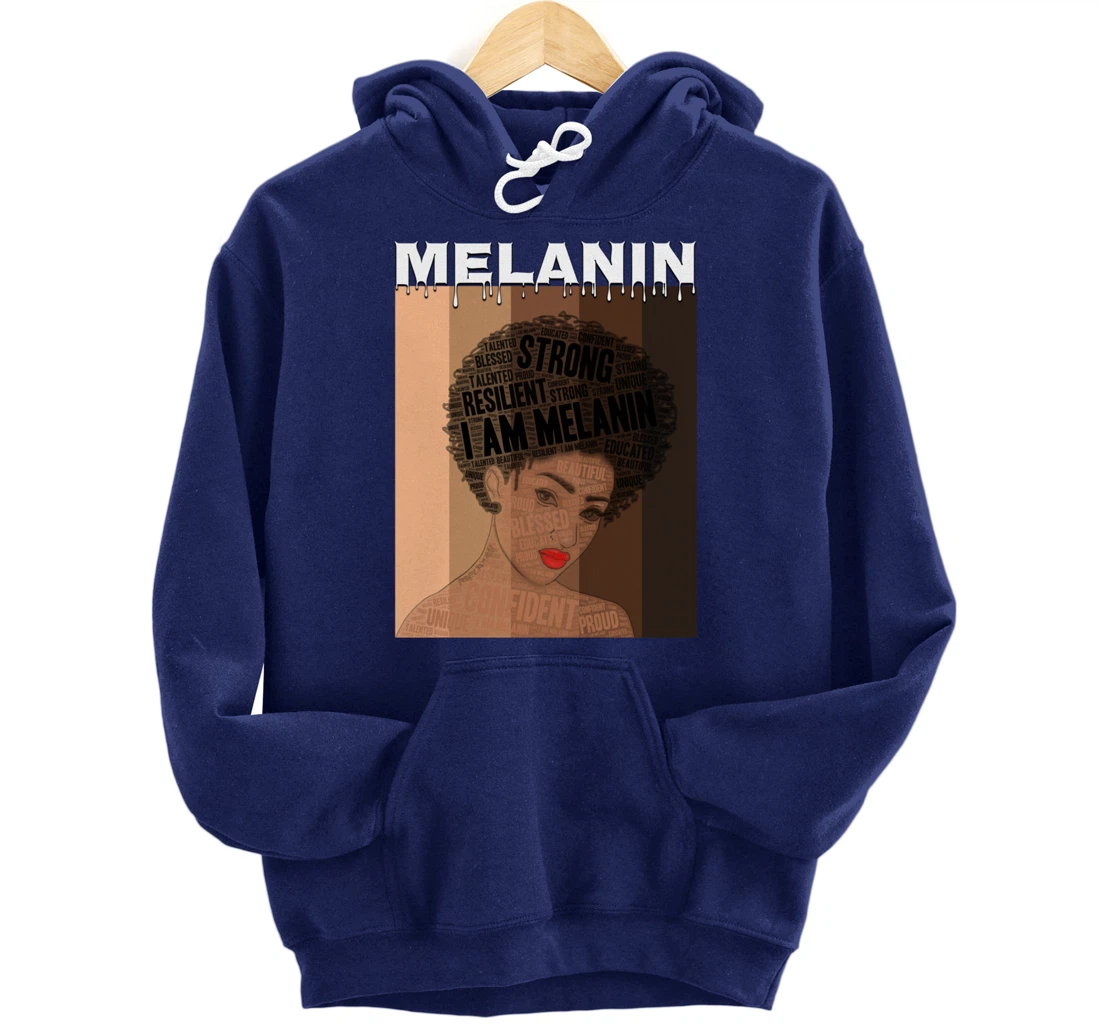 Oheneba: Drippin Melanin Queen Black Girl Magic Afro Queen Pullover Hoodie