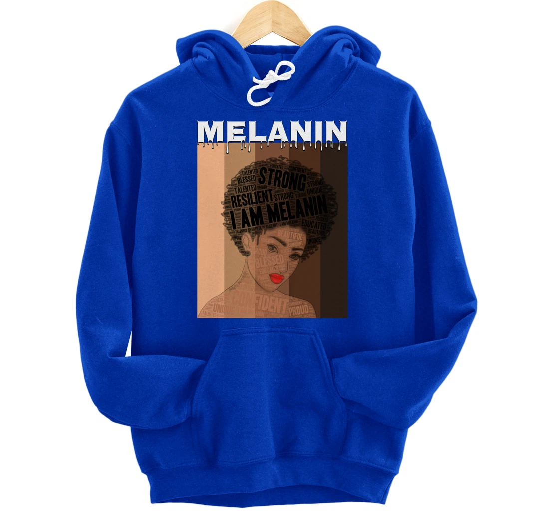 Oheneba: Drippin Melanin Queen Black Girl Magic Afro Queen Pullover Hoodie