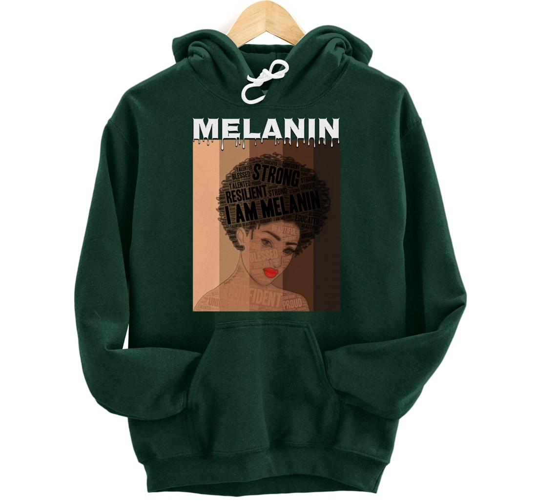 Oheneba: Drippin Melanin Queen Black Girl Magic Afro Queen Pullover Hoodie