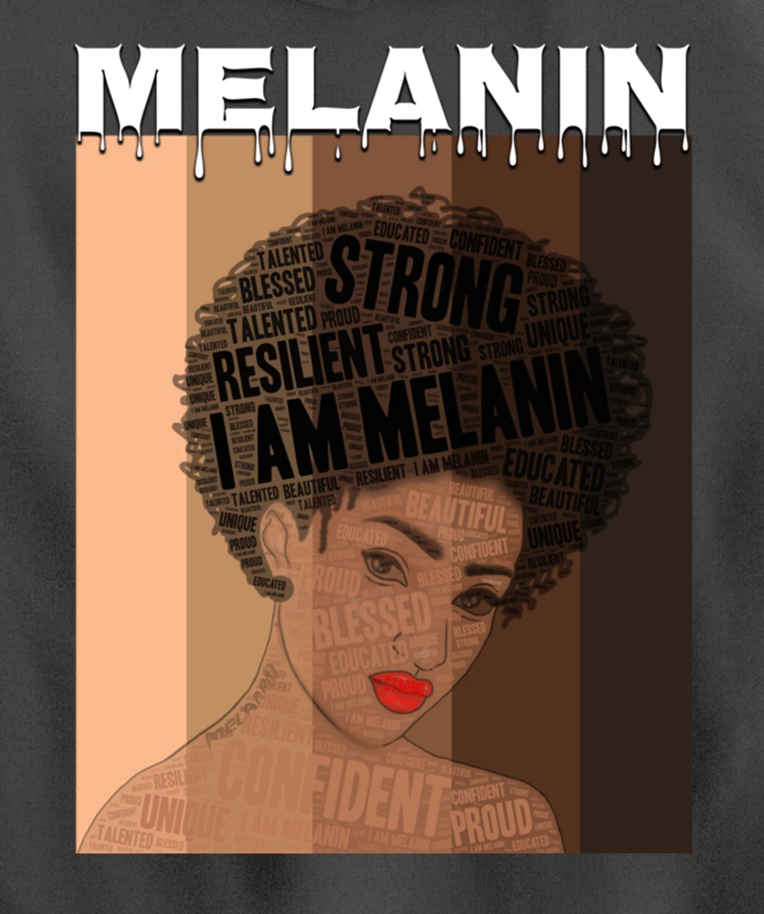 Oheneba: Drippin Melanin Queen Black Girl Magic Afro Queen Pullover Hoodie