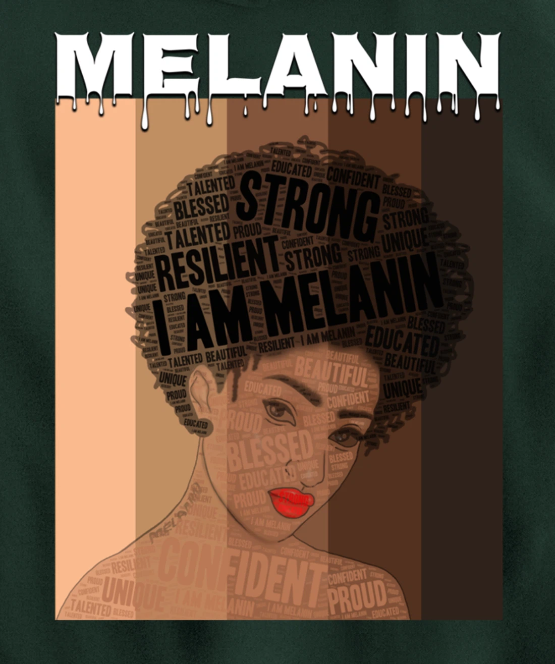 Oheneba: Drippin Melanin Queen Black Girl Magic Afro Queen Pullover Hoodie