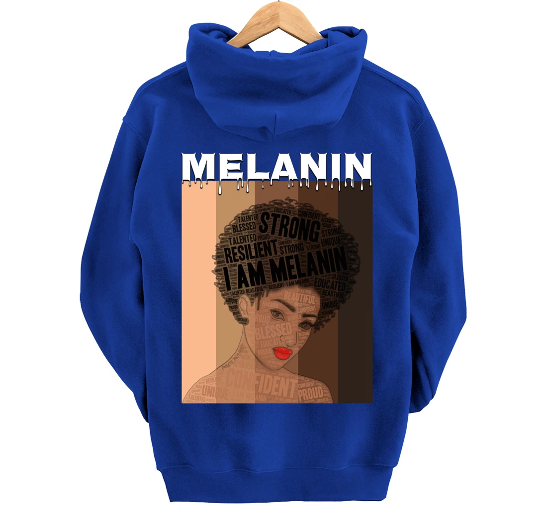 Oheneba: Drippin Melanin Queen Black Girl Magic Afro Queen Pullover Hoodie