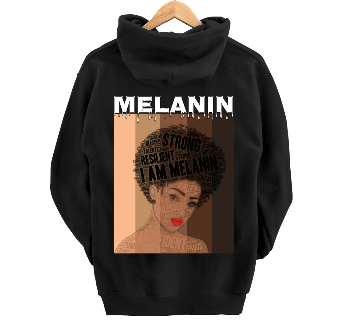Oheneba: Drippin Melanin Queen Black Girl Magic Afro Queen Pullover Hoodie