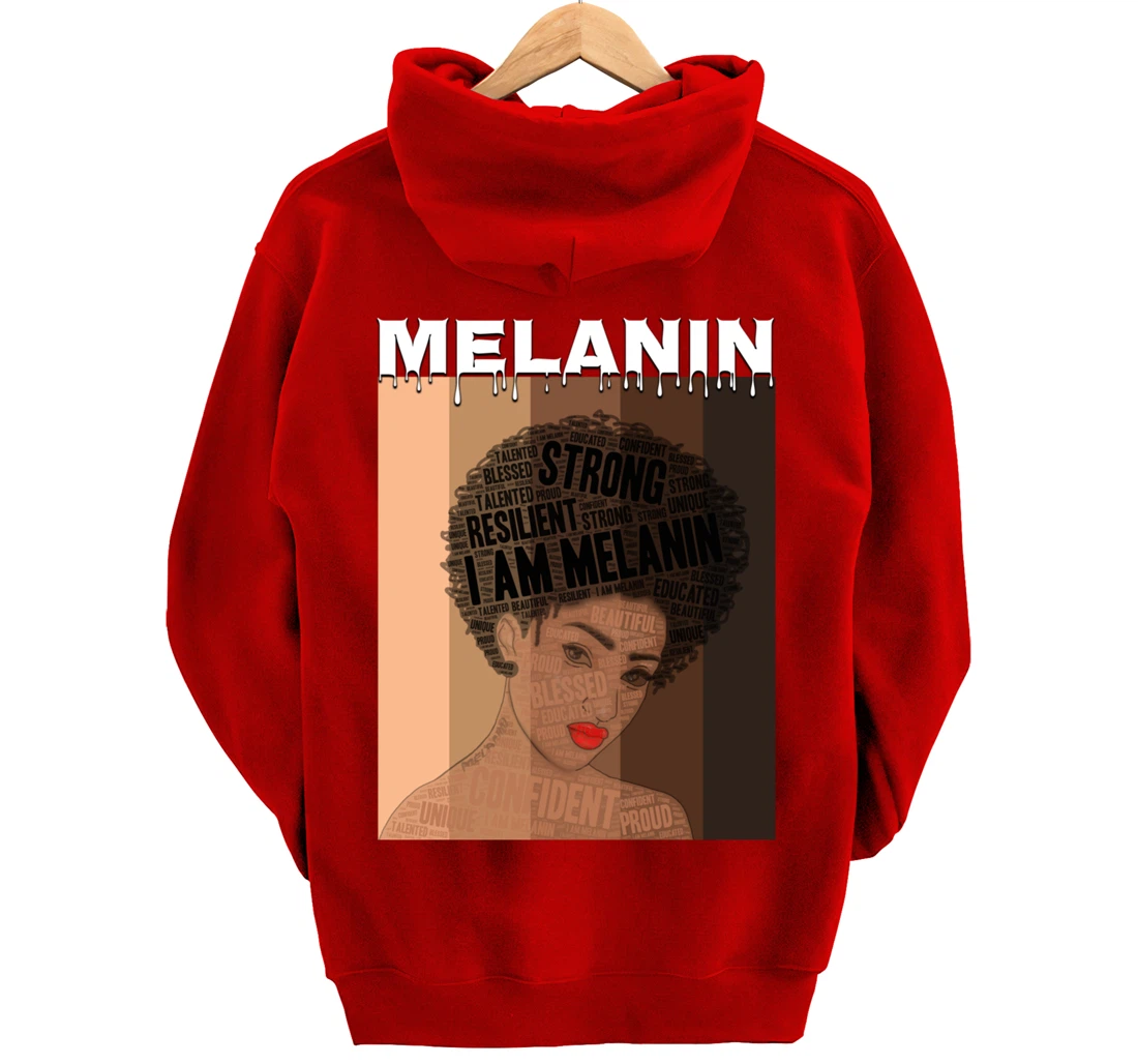 Oheneba: Drippin Melanin Queen Black Girl Magic Afro Queen Pullover Hoodie