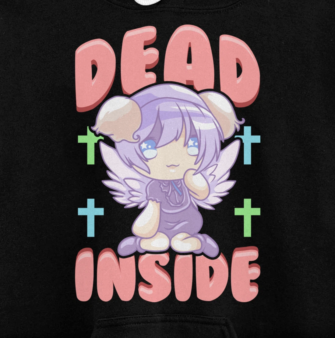Cute Pastel Goth Dead Inside Kawaii Anime Girl Pullover Hoodie