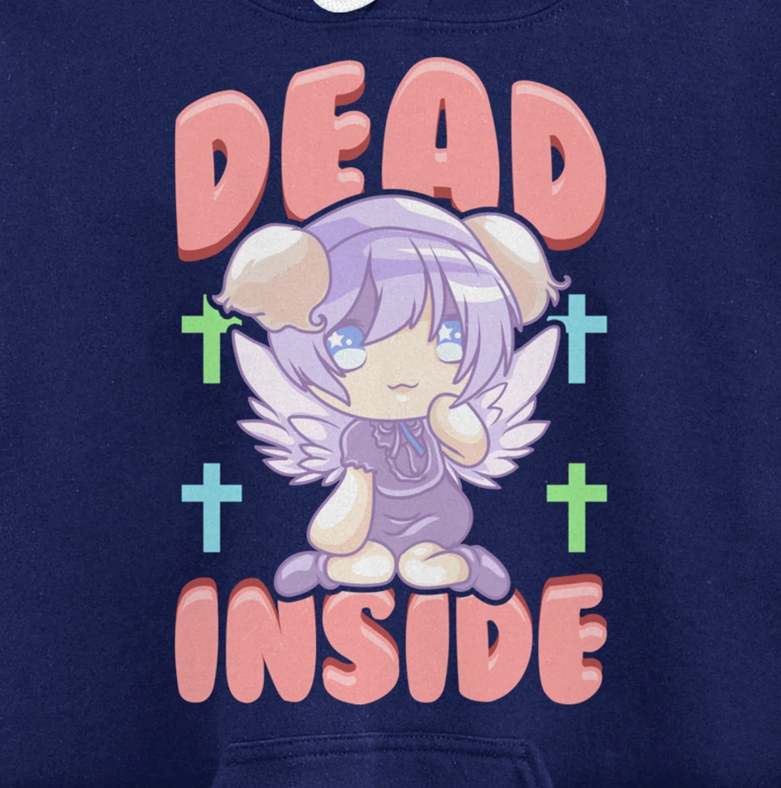 Cute Pastel Goth Dead Inside Kawaii Anime Girl Pullover Hoodie