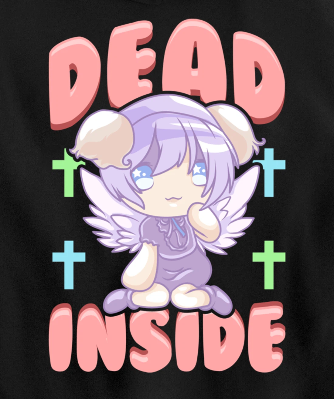 Cute Pastel Goth Dead Inside Kawaii Anime Girl Pullover Hoodie