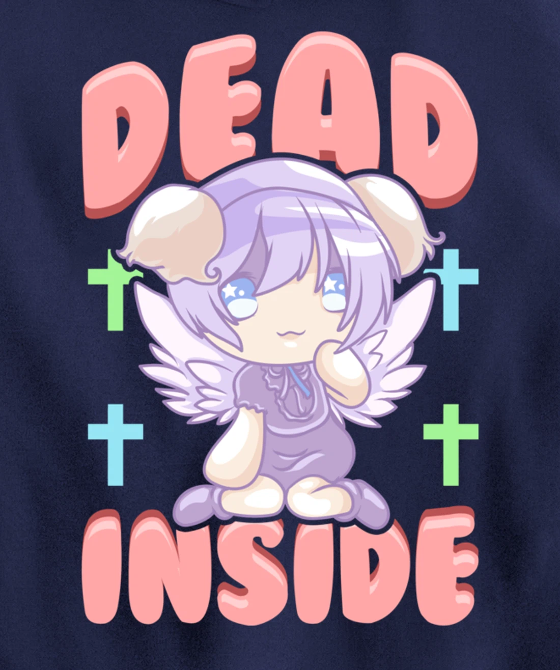 Cute Pastel Goth Dead Inside Kawaii Anime Girl Pullover Hoodie