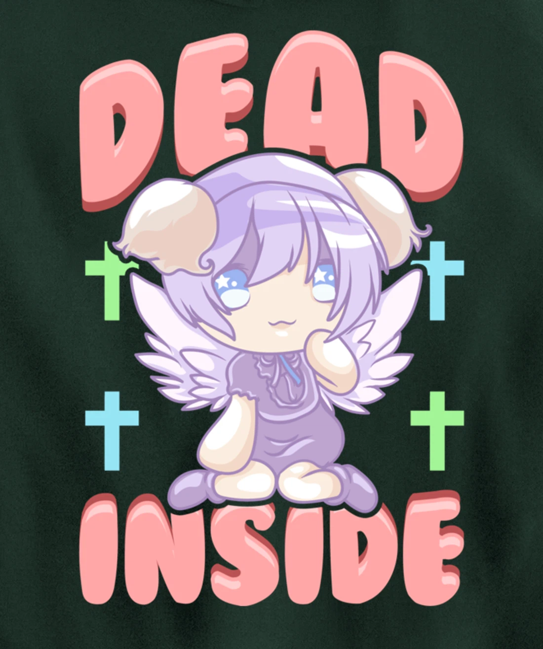 Cute Pastel Goth Dead Inside Kawaii Anime Girl Pullover Hoodie