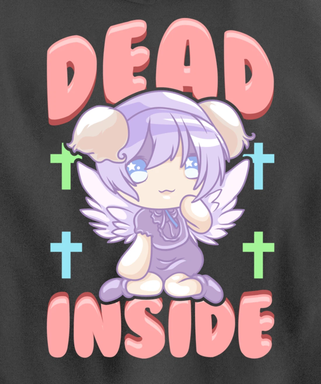 Cute Pastel Goth Dead Inside Kawaii Anime Girl Pullover Hoodie