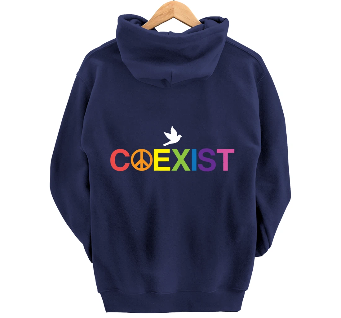Coexist Equality Dove Freedom LGBT Pride Rainbow Pullover Hoodie