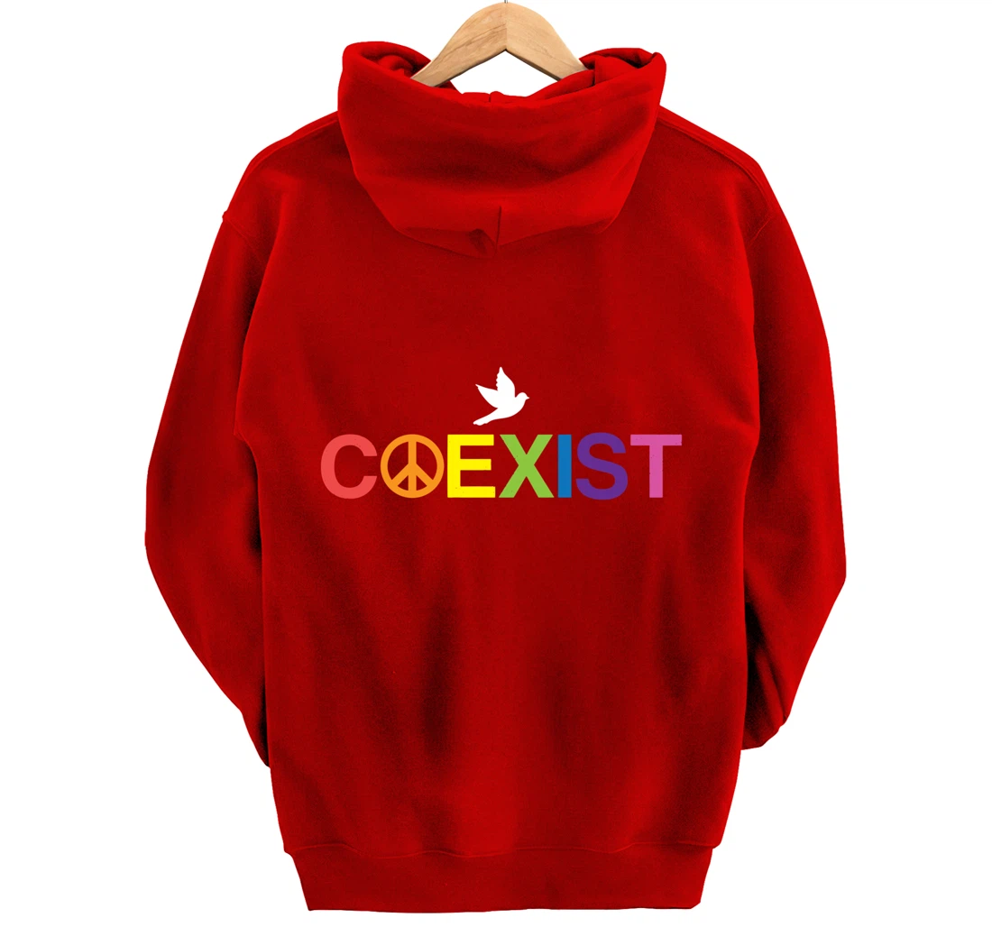 Coexist Equality Dove Freedom LGBT Pride Rainbow Pullover Hoodie
