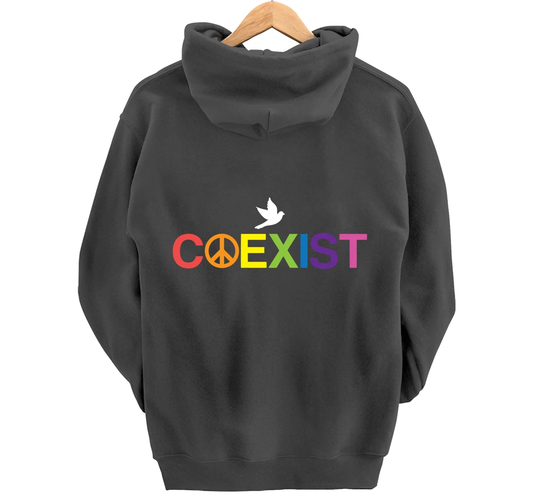 Coexist Equality Dove Freedom LGBT Pride Rainbow Pullover Hoodie