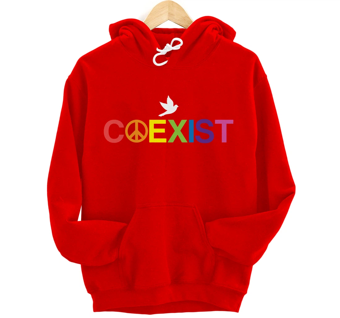 Coexist Equality Dove Freedom LGBT Pride Rainbow Pullover Hoodie