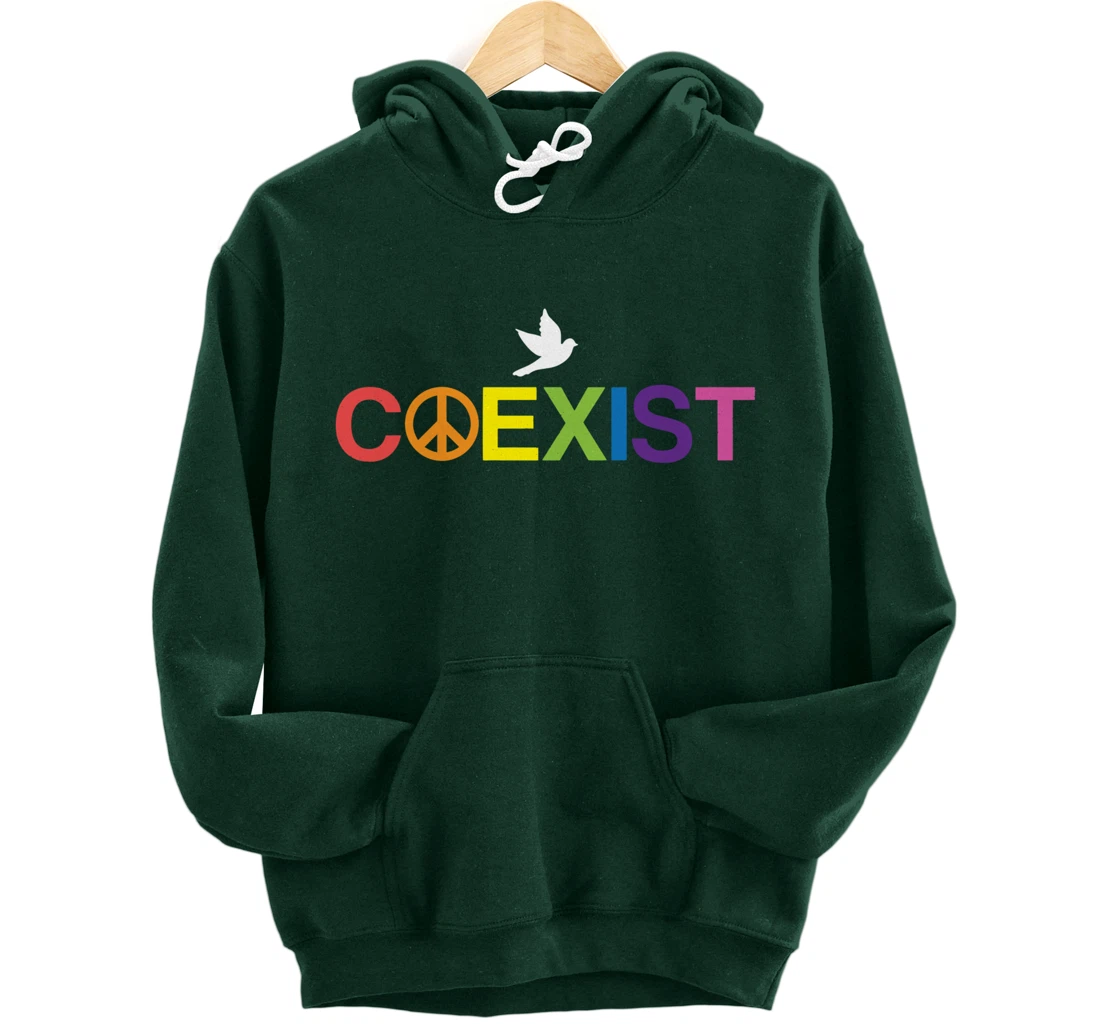 Coexist Equality Dove Freedom LGBT Pride Rainbow Pullover Hoodie