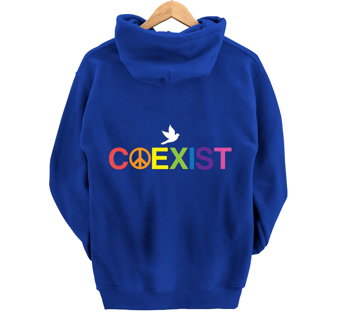 Coexist Equality Dove Freedom LGBT Pride Rainbow Pullover Hoodie