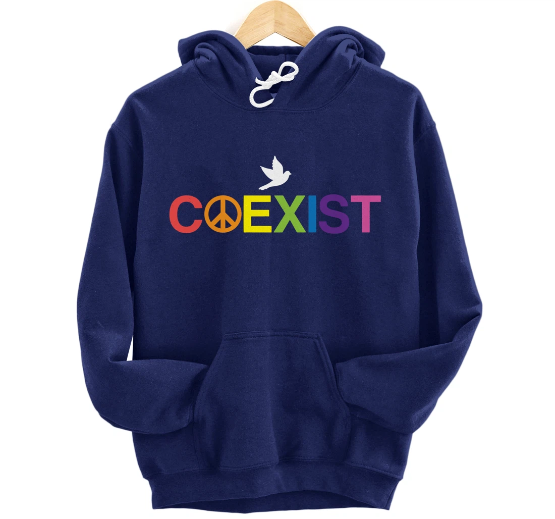 Coexist Equality Dove Freedom LGBT Pride Rainbow Pullover Hoodie