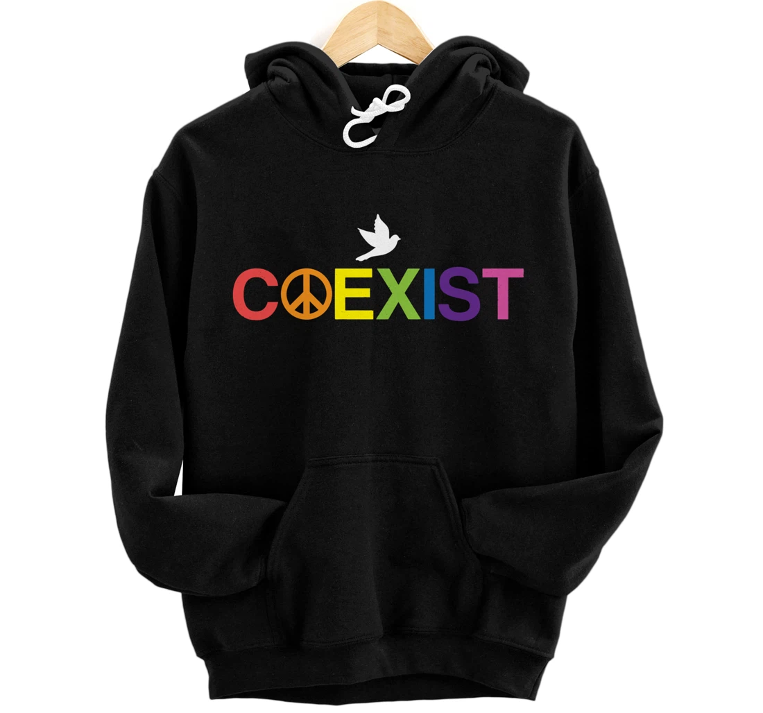 Coexist Equality Dove Freedom LGBT Pride Rainbow Pullover Hoodie