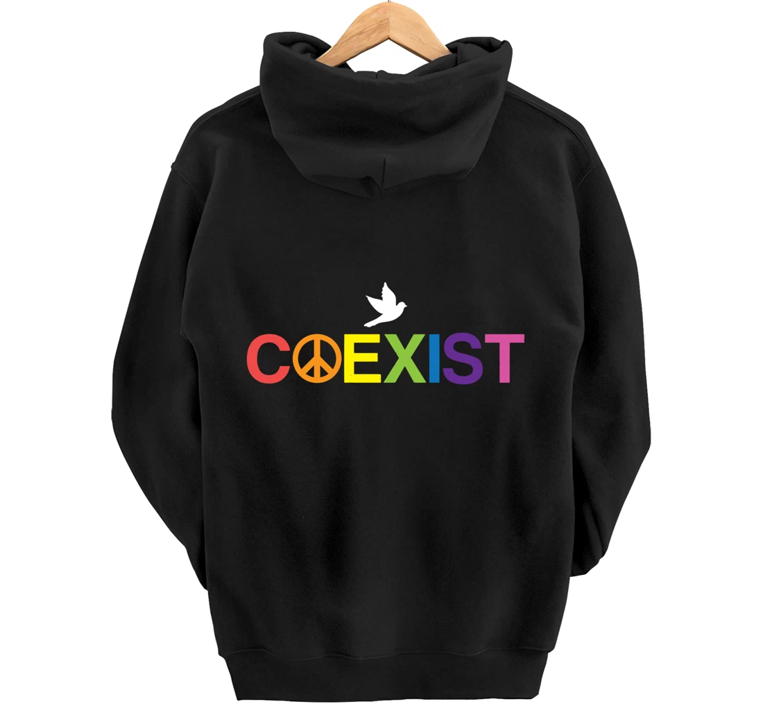 Coexist Equality Dove Freedom LGBT Pride Rainbow Pullover Hoodie