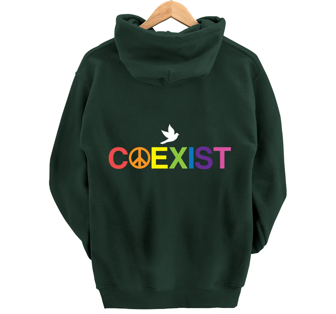 Coexist Equality Dove Freedom LGBT Pride Rainbow Pullover Hoodie