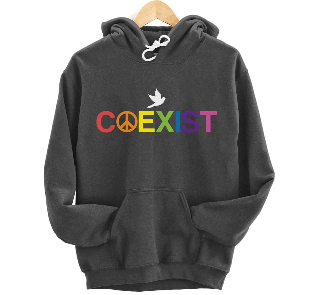 Coexist Equality Dove Freedom LGBT Pride Rainbow Pullover Hoodie