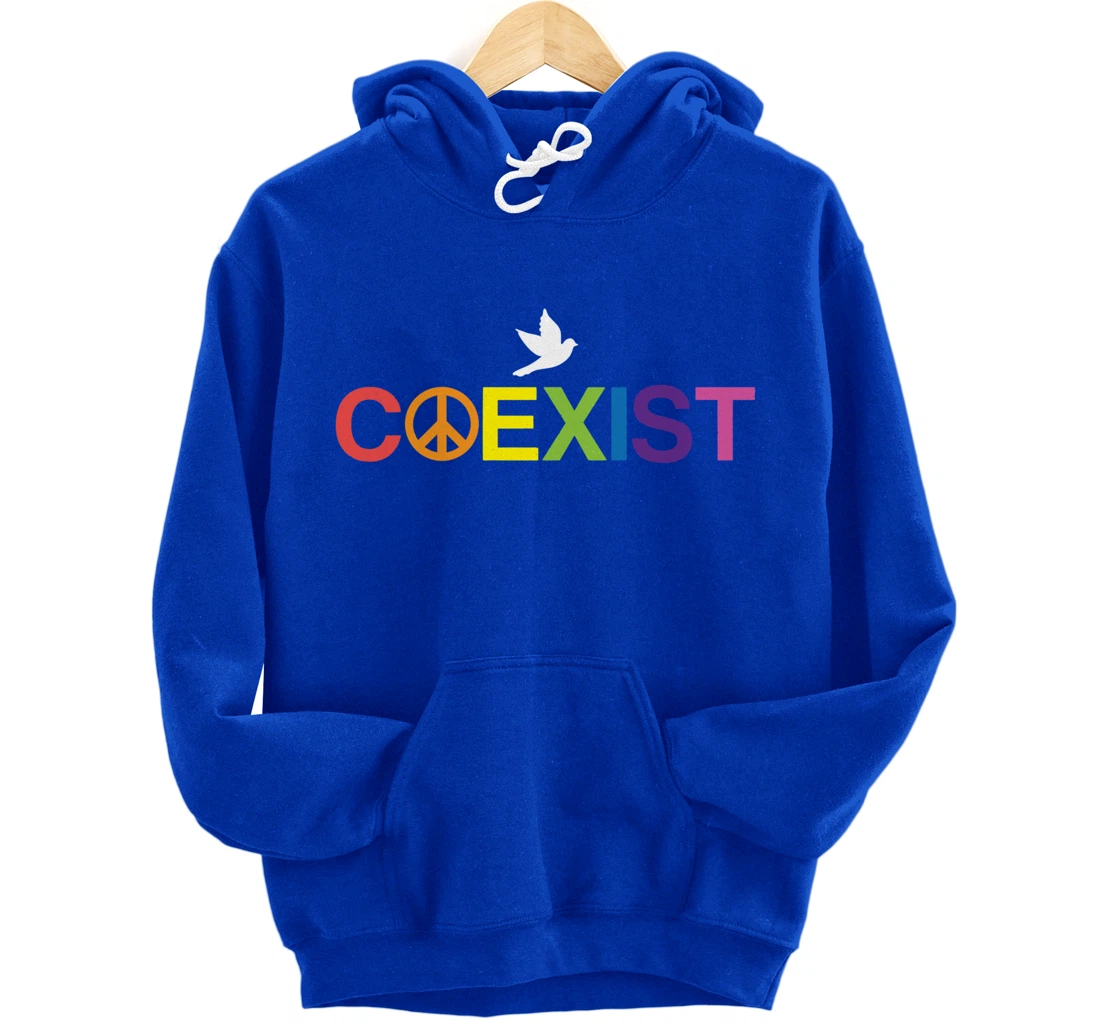 Coexist Equality Dove Freedom LGBT Pride Rainbow Pullover Hoodie