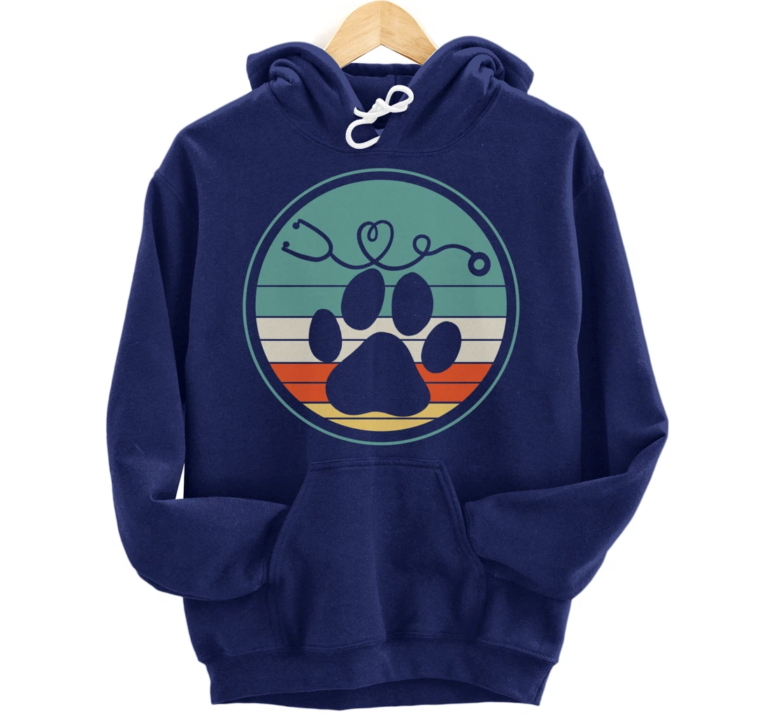 Veterinarian Vet Tech Veterinarian Veterinary Paw Retro Gift Pullover Hoodie