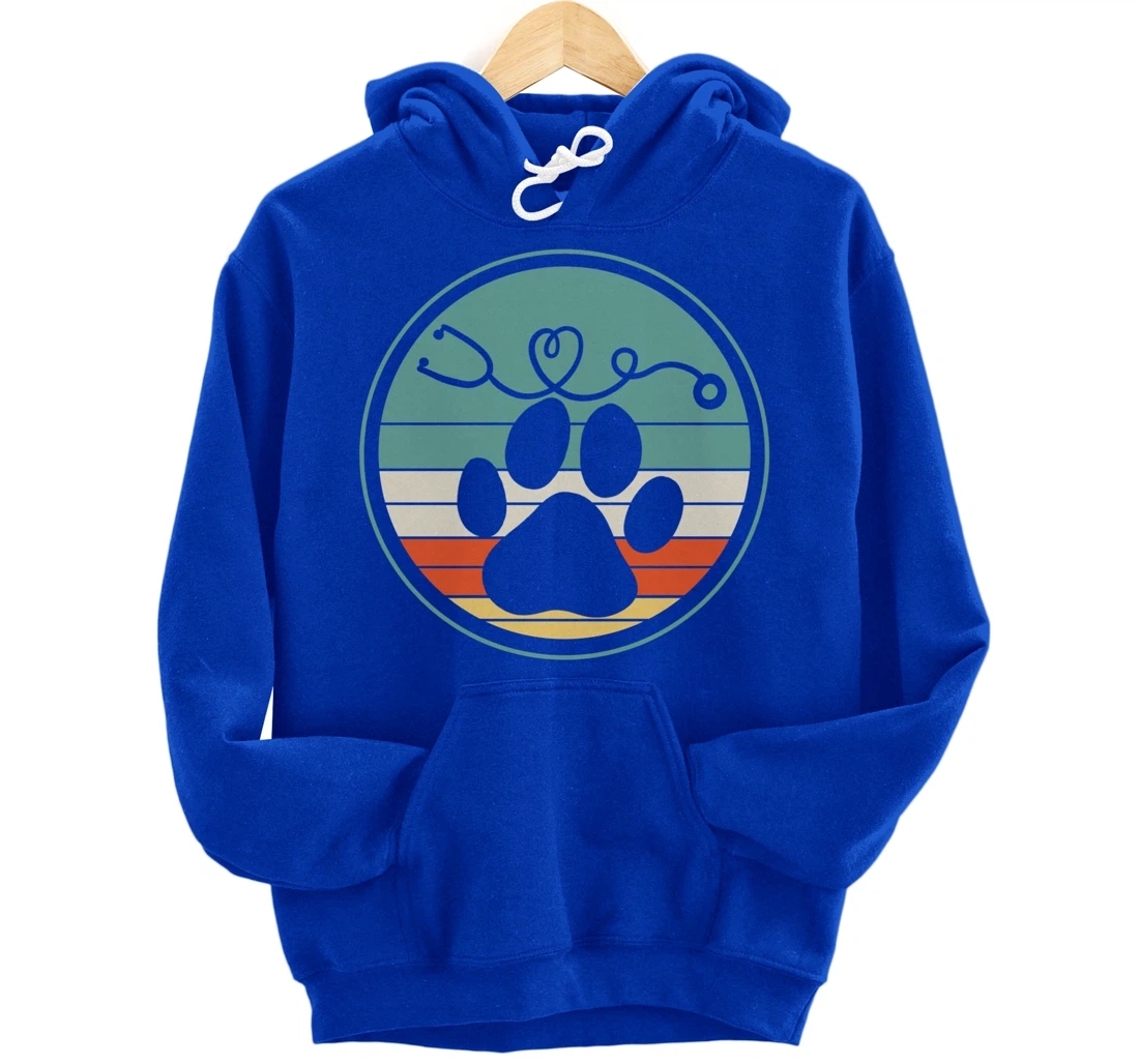 Veterinarian Vet Tech Veterinarian Veterinary Paw Retro Gift Pullover Hoodie