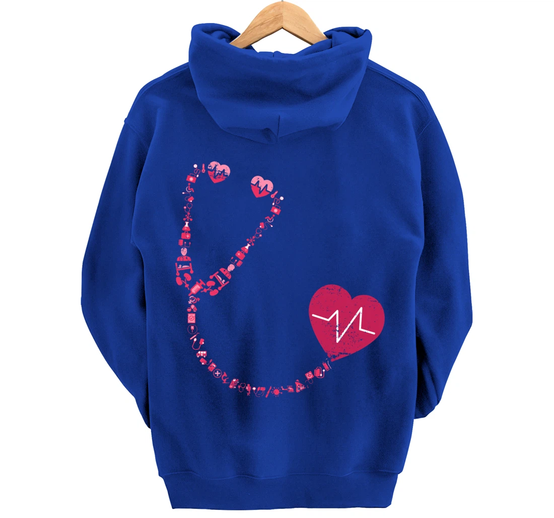 Vintage Stethoscope Nurse Pullover Hoodie