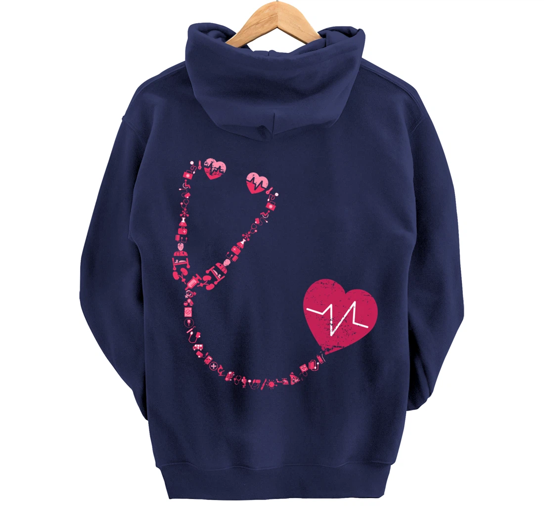 Vintage Stethoscope Nurse Pullover Hoodie