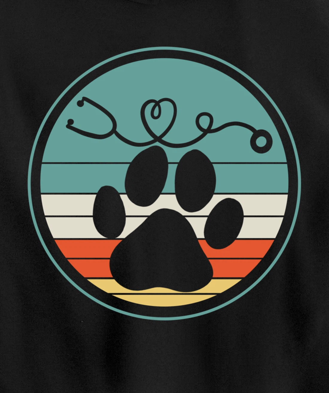 Veterinarian Vet Tech Veterinarian Veterinary Paw Retro Gift Pullover Hoodie