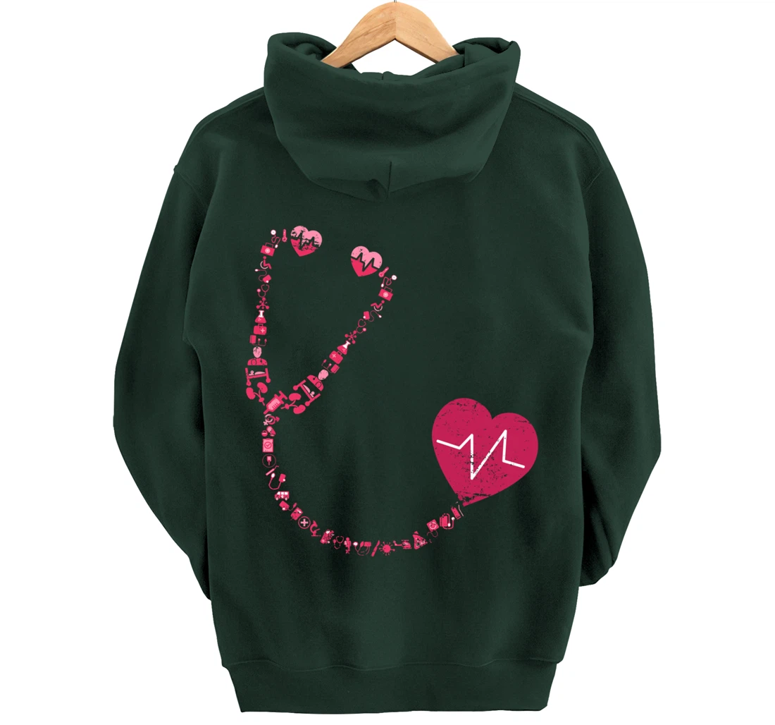 Vintage Stethoscope Nurse Pullover Hoodie