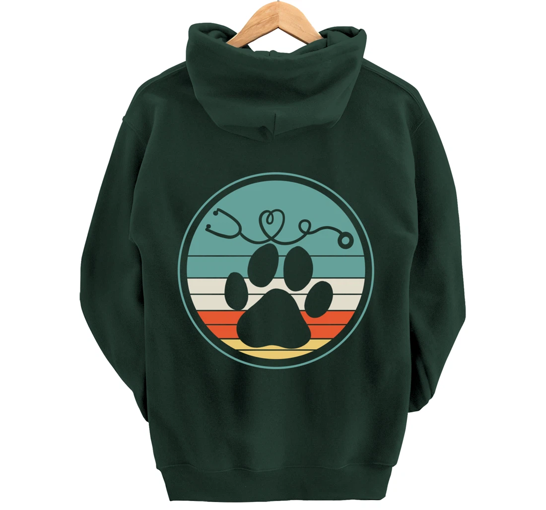 Veterinarian Vet Tech Veterinarian Veterinary Paw Retro Gift Pullover Hoodie