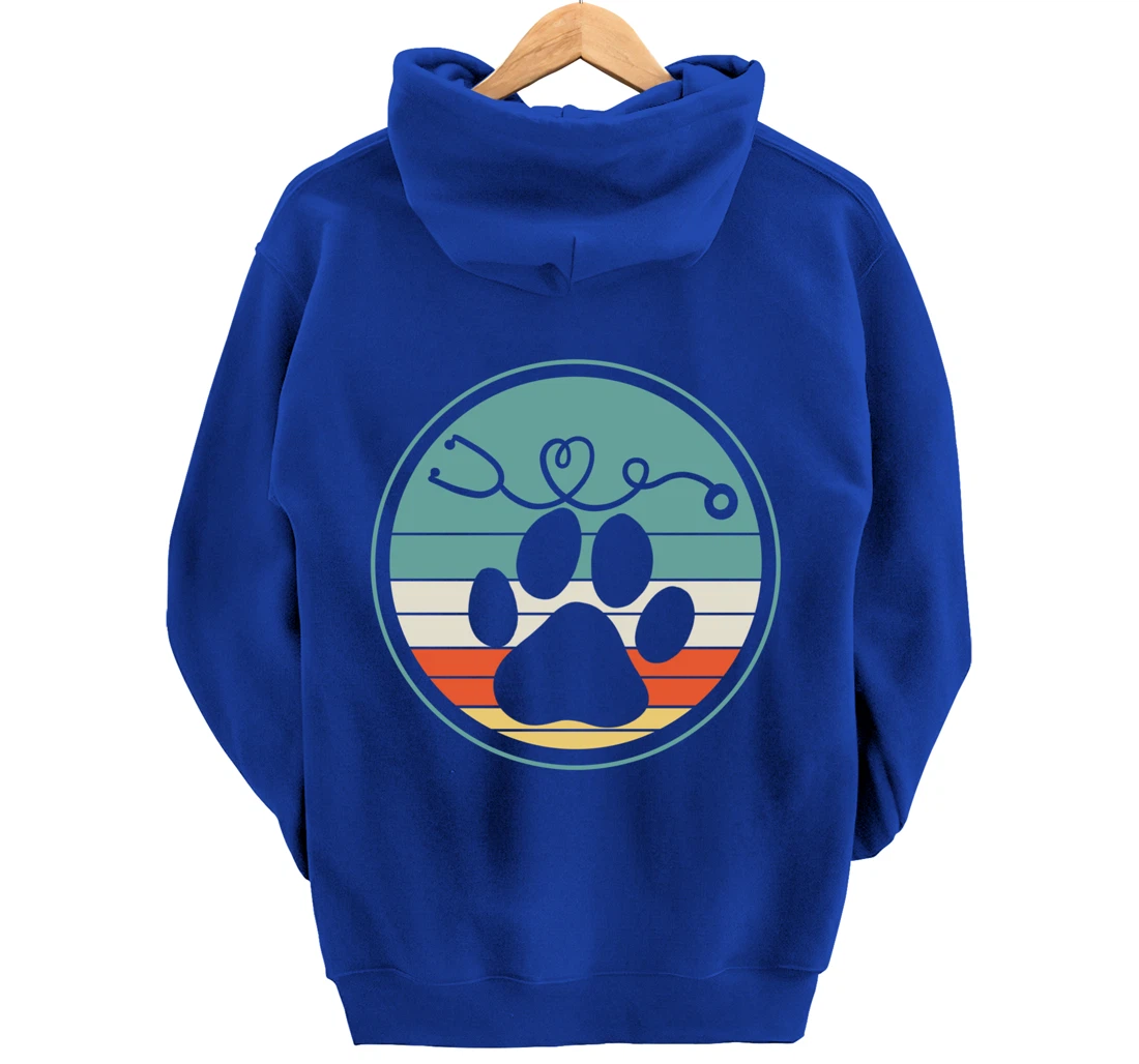 Veterinarian Vet Tech Veterinarian Veterinary Paw Retro Gift Pullover Hoodie