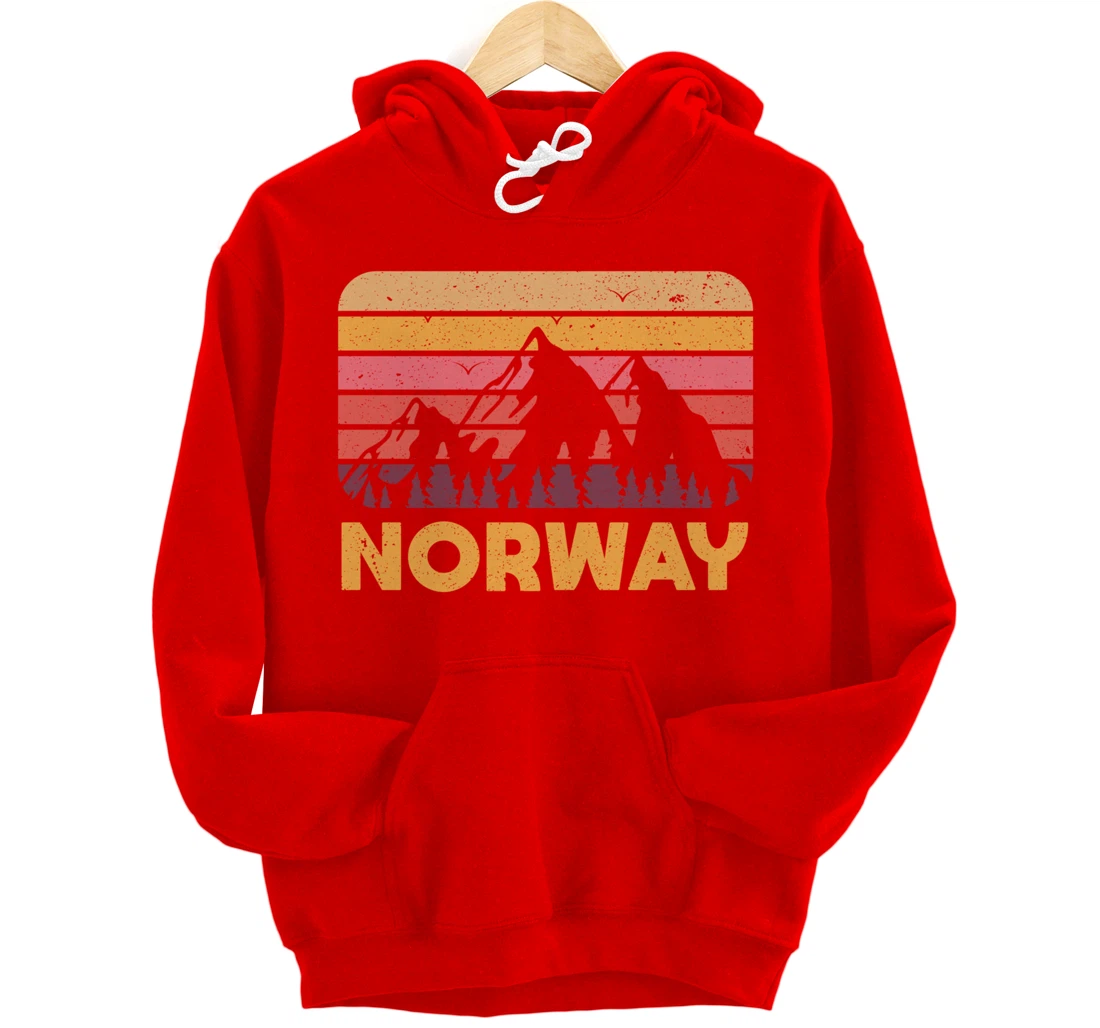 Norway Hiking Mountains Gift Retro Norway Pullover Hoodie